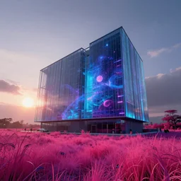 building by liam wong, laser matte painting at dawn overcast neon noir nature fisheye dramatic lighting thermal imaging uranus meadow morning sun cyberpunk vice city cosmic tron atlantis anime magic realism vaporwave made of glass infrared, archdaily, wallpaper, highly detailed, trending on artstation.