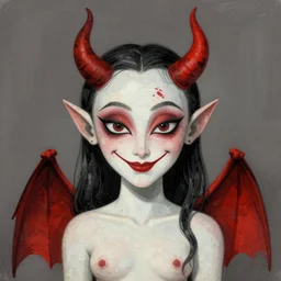 cute smiling sinister demon by pablo picasso,,