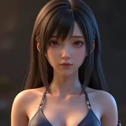 clothed, worksafe. cgsociety, by wlop, ilya kuvshinov, krenz cushart, greg rutkowski, trending on artstation. zbrush sculpt, octane, maya, houdini, vfx. close - up face of a cute anime japanese filipino irish girl wearing bikini. cinematic dramatic atmosphere, sharp focus, volumetric lighting.