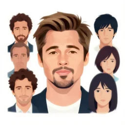 vector minimalist face icon of brad pitt, loftis, cory behance hd by jesper ejsing, by rhads, makoto shinkai and lois van baarle, ilya kuvshinov, rossdraws global illumination