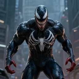venom from spiderman roaring, 8k, hyper realistic,fine details, foreboding