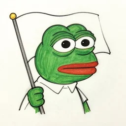ink sketch of a pepe with a flag