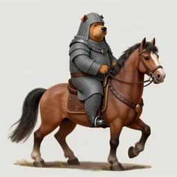 fat dog in chainmail armour riding a horse, dnd concept art 4 k