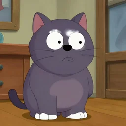 cat in the style of family guy animation style