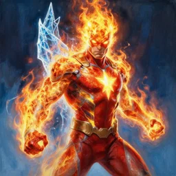 marvel hero fire ice, 8 k resolution, realistic, marvel, matt painting