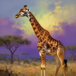 giraffee. colorful atmospheric lighting. highly detailed digital painting by greg rutkowski.
