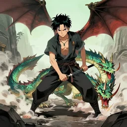 gigachad slaying a dragon