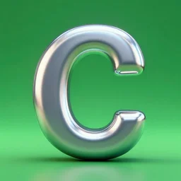 metallic letter c, very reflective, trending on artstation, green backdrop,