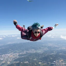 ultra realistic picture of sukuna skydiving