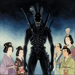 a screenshot from the movie alien. by shin hanga and kawanabe kyosai and cory loftis and rossdraws and wlop and jung gi kim rule of thirds