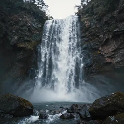 mountain waterfall, volumetric lighting, rtx on, washed out colors, an award winning digital render, beautiful, ultradetailed, great composition, depth of field