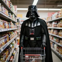 film still of Darth Vader goes grocery shopping in the new Star Wars movie, 4k