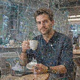 startup CEO having a cup of coffee. Handsome!!!!!!! sci-fi concept art photorealistic!!!!!