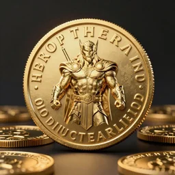 Golden coin of thor, hyperrealistic, ultrarealistic, intricate details, 4k, unreal 5, digital art