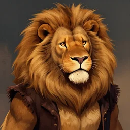 robin williams as the cowardly lion from the wizard of oz, digital illustration portrait design, detailed, gorgeous lighting, dynamic portrait
