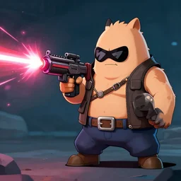 badass chungus and his laser rifle, shooting laser