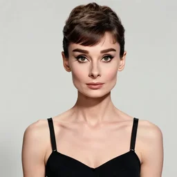 aubrey hepburn with black bra portrait | | realistic shaded, unpleasant face, bad looking, fine details, realistic shaded lighting poster by greg rutkowski, magali villeneuve, artgerm, jeremy lipkin and michael garmash and rob rey