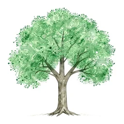 tree drawn using the traces of a circuit board