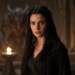 epic photo of jessica biel as beautiful white wizard in lord of the rings with long straight black hair fighting the balrog in the mines of moria, sweaty, detailed eyes, neutral expression, shallow depth of field, photorealistic, cinematic lighting, lovely bokeh, dungeon setting, dark moody light, strong rim light, movie quality, fire light, lord of the rings 1 9 8 5, movie still