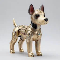 a perfectly designed elegant and ornate android dog