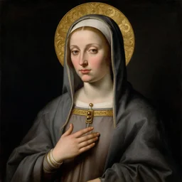 Renaissance portrait of a holy catholic female saint, trending on art station, 4k UHD, 8k, painting illustration, high detail by Peter Stephens