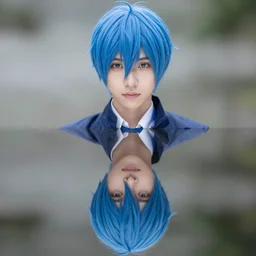 rimuru tempest, young man blue hair, canon eos r 3, f / 1. 4, iso 2 0 0, 1 / 1 6 0 s, 8 k, raw, unedited, symmetrical balance, in - frame