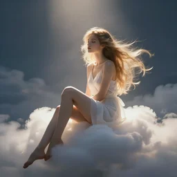 person sitting on a cloud, fantasy, digital art, artstation