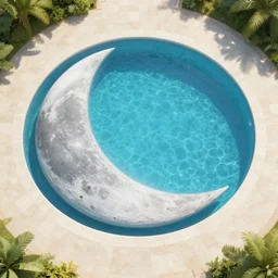 a moon shaped pool, high quality, detailed