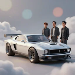 custom concept design of a classic car converted into racing sport. car design by cory loftis, fenghua zhong, ryohei hase, ismail inceoglu and ruan jia. len blur background bokeh. art by artgerm and filip hodas. clouds by rhads. 3 d render, surrealism, hyperrealism.