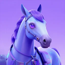 a beautiful portrait of a cute cyberpunk horse by sandra chevrier and greg rutkowski and wlop, purple blue color scheme, vaporware, retro, outrun, high key lighting, volumetric light, digital art, highly detailed, fine detail, intricate, ornate, complex, octane render, unreal engine, photorealistic