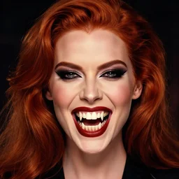 style of ralph steadman : : gorgeous vampire amy adams : : sharp teeth fangs, open mouth sneer : : symmetrical face, symmetrical eyes : : gorgeous red hair : : magic lighting, low spacial lighting : :