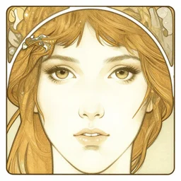 in the style of artgerm, arthur rackham, alphonse mucha, evan rachel wood, symmetrical eyes, symmetrical face, flowing white dress, hair blowing, full body, intricate filagree, warm colors, cool offset colors