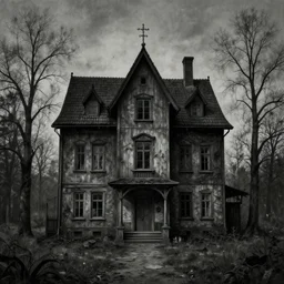 a creepy house in the style of  Zdzisław Beksiński