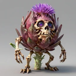 a thistle skeleton hybrid monster, highly detailed, digital art, sharp focus, trending on art station, artichoke, anime art style