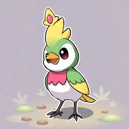 cute miss mascot passerouge passerouge fletchling pokemon sticker art, cronobreaker, beeple game icon