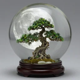 a moon and a bonzai inside a beautiful intricate glassball, by lois van baarle, by annie liebovitz, colored - n 4