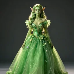 photo of green orc in dress, beautiful light, 8k, elegant, sharp focus, illustration, art by Pablo Picasso