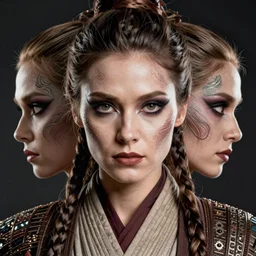 female jedi master, wearing the traditional jedi robe, beautiful and uniquely odd looking, detailed symmetrical close up portrait, intricate complexity, in the style of artgerm and ilya kuvshinov, magic the gathering, star wars art