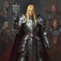 blonde paladin holding an amulet, heavy metal armor, gloomhaven, organic painting, matte painting, bold shapes, hard edges, gloomy colors, octane render, unreal engine, by greg manchess, huang guangjian, gil elvgren, sachin teng, greg rutkowski, jesper ejsing, ilya kuvshinov