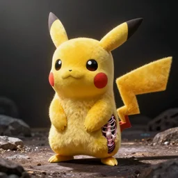 Terminator Pikachu scene where his endoskeleton gets exposed still from the film, 1980s