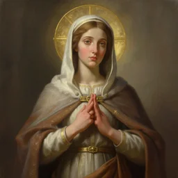 holy catholic female saint by Greg Hildebrandt trending on art station 4k UHD painting illustration realistic volumetric lighting rendered in unreal engine