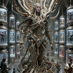 ultra realist intricate hive mind god closeup, in a room full of cryo pods, art style zdzislaw beksinski, craig mullins, mohrbacher, zaha hadid, hiraku tanaka, exuberant, elite, elegant, extravagant, cgsociety, ambient key art, octane rendering, unreal engine, weta digital, micro detail, structures ray tracing