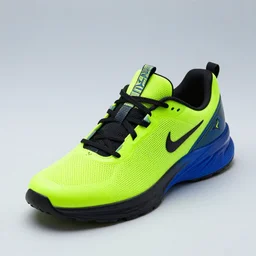 neon green, electric blue, and black