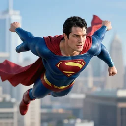 a close up of Man of Steel flying cast as Natalie Portman by Greg Rutkowski, full body shot