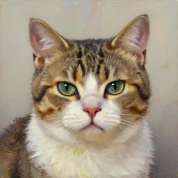 sad cat caricature oil paint felin