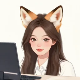 the portrait of a beautiful young accounting girl with beautiful eyes hair in the frame of fox ears, illustration by kim jung gi, intricate linework, super detailed faces, super sharp focus, bright colors, octopath traveler, final fantasy, unreal engine 5 highly rendered, radiant light