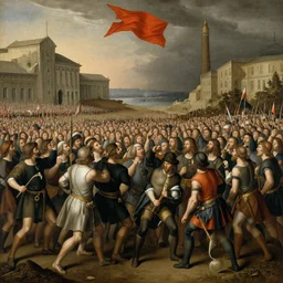 russian political rally, rebellion, by hieronymus bosch