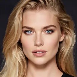 the face of a beautiful swedish woman, blue eyes, blonde, victoria's secret, stunning photo by annie leibovitz