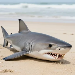 professional photo of a shark body and canine wolf head half wolf half shark strange chimera discovered on the beach