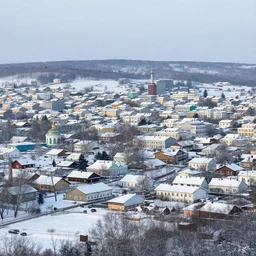 russian little city, khrushchevki, toska, winter landscape, high quality photo